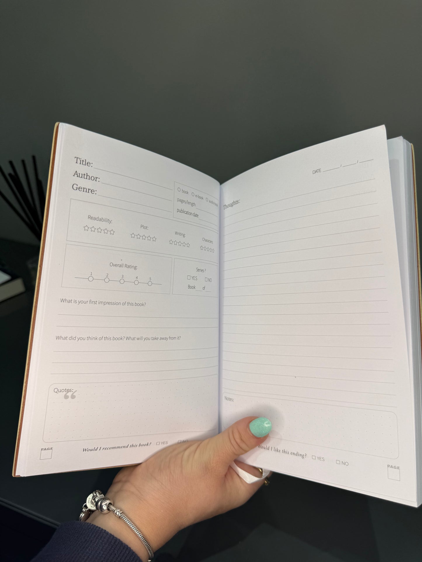 Cream Faux Leather Reading Journal