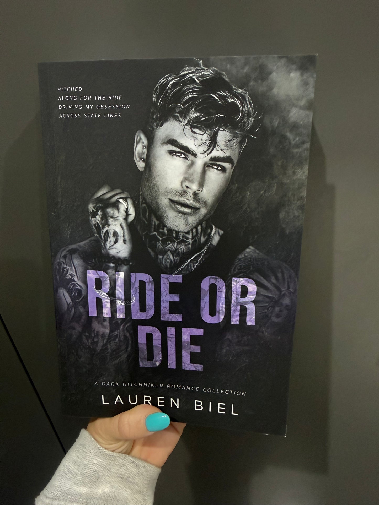 Ride Or Die Collection Book - Lauren Biel Purple and black page With Signed Bookplate
