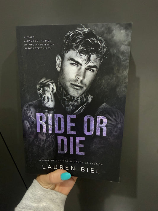 Ride Or Die Collection Book - Lauren Biel Purple and black page With Signed Bookplate